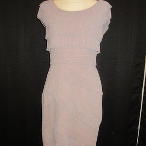 Women's Maggie London Mauve Tiered Dress Back Zip Size 10 EXCELLENT